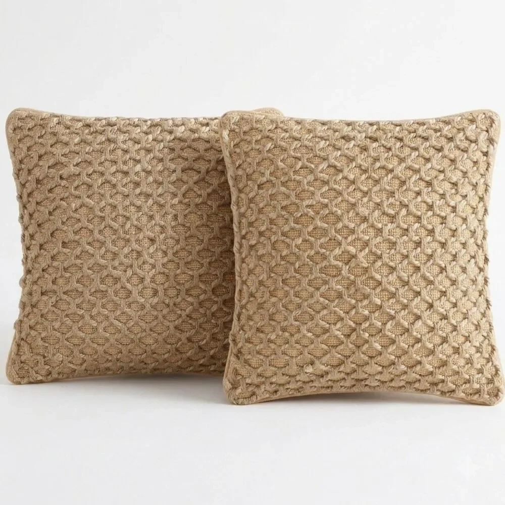 Boho Living Jada 20 x 20 Beige 2-Pack Decorative Throw Pillows